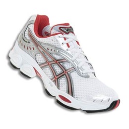 ASICS GeL-CUMULUS 10  (TN894) WHITE/ STEEL/ GREY / RED (0179) For WOMEN