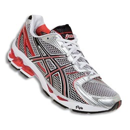 ASICS KAYANO 15 (T900N) WHITE / ONYX / FLAME (0199) for MEN CLOSE-OUT MODEL)
