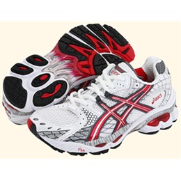 Asics Gel-Nimbus 10  (TN890) WHITE/FLAME/SCARLET (0127) for WOMEN