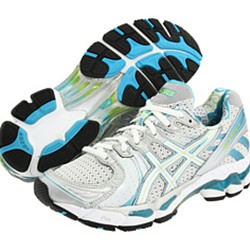 Asics Gel Kayano 17 Women's Running Shoe White, Silver, Turqouise T150N 0191