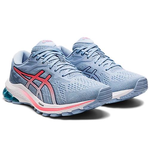 within Peru So-called Asics GT-1000 10 Women's Running Shoe Soft Sky, Blazing Coral 1012A878 408