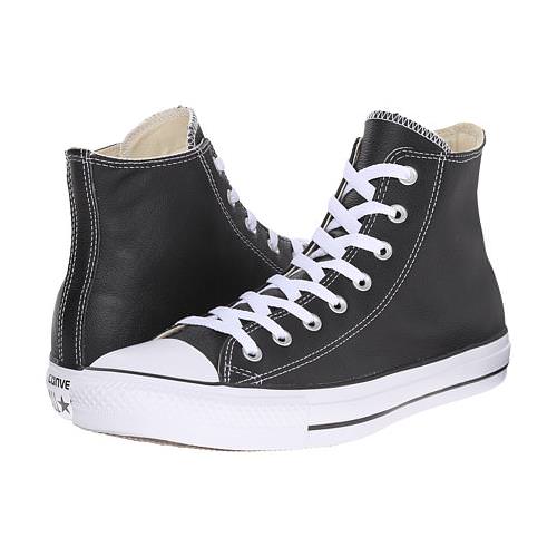 black and white leather chuck taylors