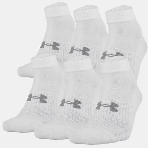 Under Armour Training White Cotton Low Cut 6-Pack Socks 1346786-100