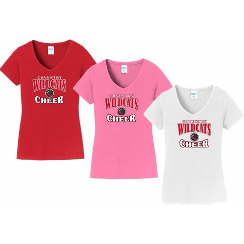 Coventry Wildcats Cheerleading 2023 S Port & Company Ladies Fan Favorite Short Sleeve V-Neck Tee LPC450VCWC23