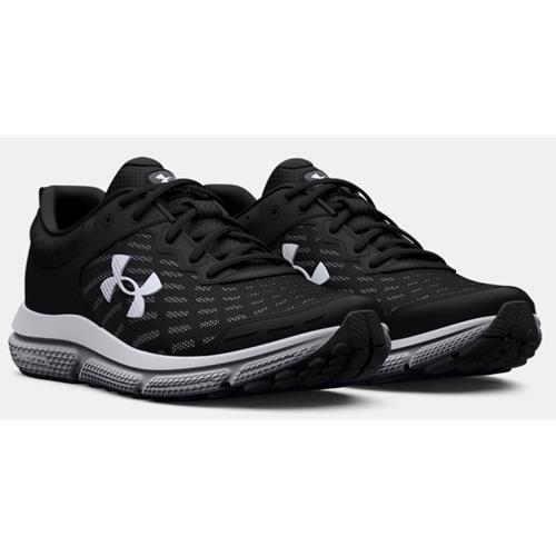Under Armour Charged Assert 10 Men's Wide 4E Running Shoe in Black, White 3026176-001