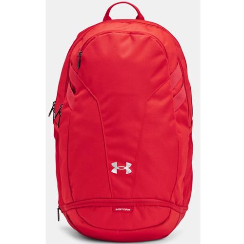 Under Armour Hustle 5.0 Backpack Red, Metallic Silver 1364182-600
