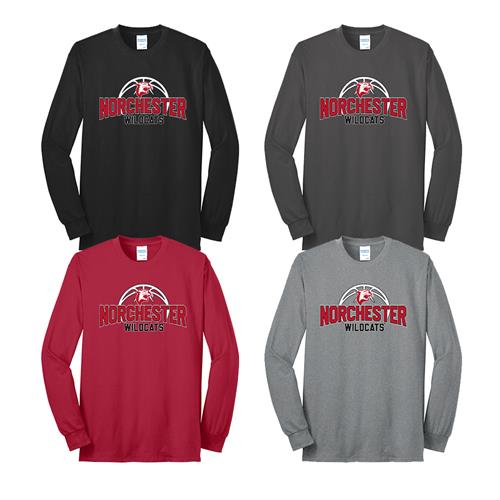 Norchester Wildcats Basketball S Port & Company Core Blend Long Sleeve Tee PC55LSNWB