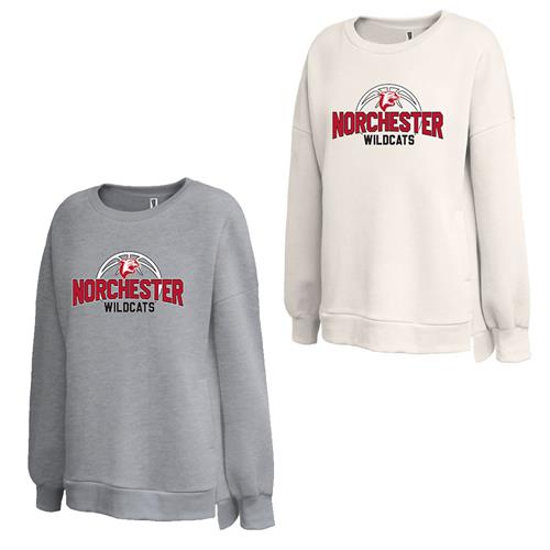 Norchester Wildcats Basketball S Pennant Womens Droptail Crew Sweatshirt 5438NWB