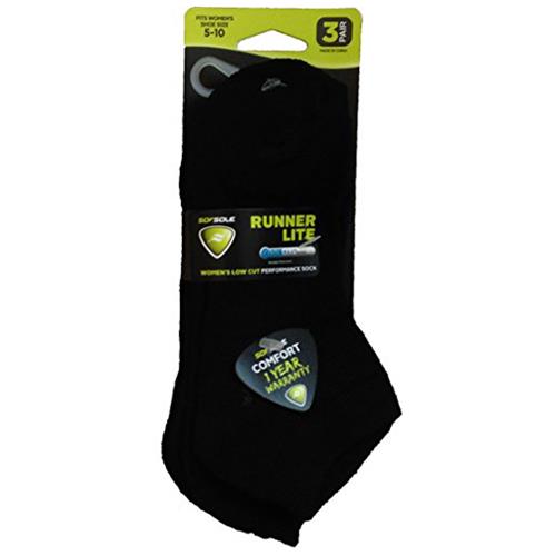 Sof Sole® Coolmax® Women's Runner Black Low-Cut Socks 3-Pack 85171