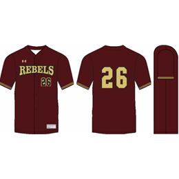 Rebels Baseball 2024 Under Armour Adult (14 to 17) Custom Maroon Jersey with Player's Name and Number UJBJX1MRB24