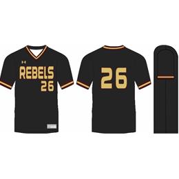 Rebels Baseball 2024 Under Armour Youth (9 to 13) Black Custom V-Neck Jersey with Player's Name and Number UJBJV2YRB24