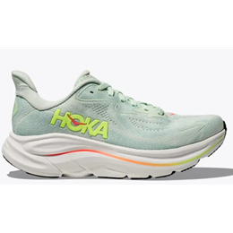 HOKA Clifton 10 Women's Wide D Sea Glass, Neon Flame 1162050 SLSSN