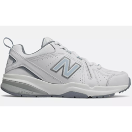 New Balance 608v5 classic trainer Women's Wide D White with Light Blue WX608WB5