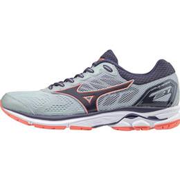 Mizuno Wave Rider 21 Women's Wide D High-Rise, Graystone, Persimmon 410976 9K9L